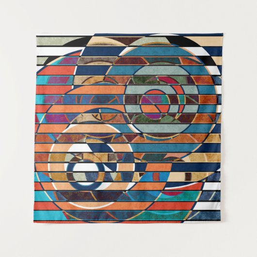 ジオメトカラフルリストライプ抽象芸術 タペストリー (正面)