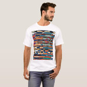 ジオメトカラフルリストライプ抽象芸術 Tシャツ (正面フル)