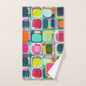 ジオメトカラフルリパターンモノグラムの名 バスタオルセット (ハンドタオル)