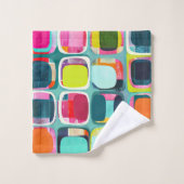 ジオメトカラフルリパターンモノグラムの名 バスタオルセット (ウォッシュタオル)