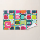 ジオメトカラフルリパターンモノグラムの名 バスタオルセット (ハンドタオル)