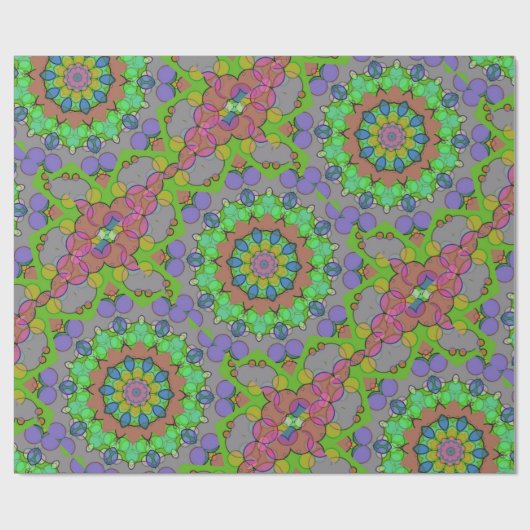 ジオメトカラフルリピンクパープルグリーンクリスマス ラッピングペーパー (フラット)