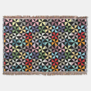 ジオメトカラフルリピンホイールブラック スローブランケット