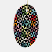 ジオメトカラフルリピンホイールブラック セラミックオーナメント (右)