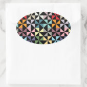 ジオメトカラフルリピンホイールブラック 楕円形シール (バッグ)