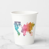 ジオメトカラフルリワールドマップ紙カップ – トレンディー 紙コップ (正面)