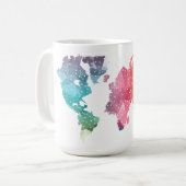 ジオメトカラフルリワールドマップ コーヒーマグカップ (正面左)