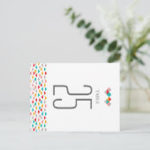 ジオメトカラフルリ三角形のハート結婚の ポストカード (スタンド正面)