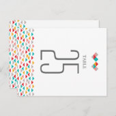 ジオメトカラフルリ三角形のハート結婚の ポストカード (正面/裏面)