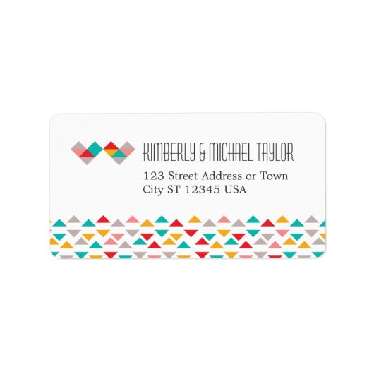 ジオメトカラフルリ三角形のハート結婚の ラベル (正面)