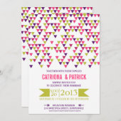 ジオメトカラフルリ三角形結婚式招待状 招待状 (正面/裏面)