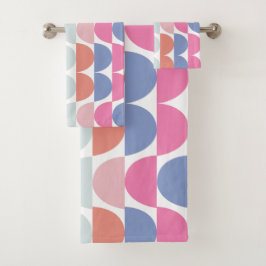 ジオメトカラフルリ半円ジオメトリ バスタオルセット