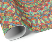 ジオメトカラフルリ赤い緑の青い円 ラッピングペーパー (ロールコーナー)