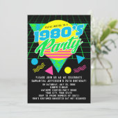 ジオメトカラフルリ1980sレトロ80s誕生日パーティー 招待状 (スタンド正面)