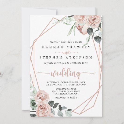 ジオメトクラシックリフローラフロント&バック結婚ズ 招待状 (正面)