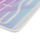 ジオメトクールリックピンクと紫 |カップルイニシャル カッティングボード (角)