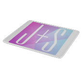 ジオメトクールリックピンクと紫 |カップルイニシャル カッティングボード (角)