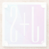 ジオメトクールリックピンクと紫 |カップルイニシャル ガラスコースター (裏面)