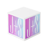 ジオメトクールリックピンクと紫 |カップルイニシャル フォトキューブ (裏面アングル)