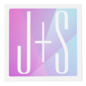 ジオメトクールリックピンクと紫 |カップルイニシャル フォトキューブ (正面)