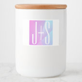 ジオメトクールリックピンクと紫 |カップルイニシャル フードラベル (正面)