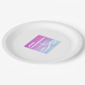 ジオメトクールリックピンクと紫 |カップルイニシャル ペーパープレート (アングル)