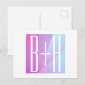 ジオメトクールリックピンクと紫 |カップルイニシャル ポストカード (正面/裏面)