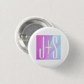 ジオメトクールリックピンクと紫 |カップルイニシャル 缶バッジ (正面&裏面)