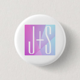 ジオメトクールリックピンクと紫 |カップルイニシャル 缶バッジ