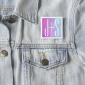 ジオメトクールリックピンクと紫 |カップルイニシャル 缶バッジ (インサイチュ)