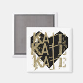 ジオメトグランジリハートのカスタマイズ可能な名前 マグネット (正面/裏面)