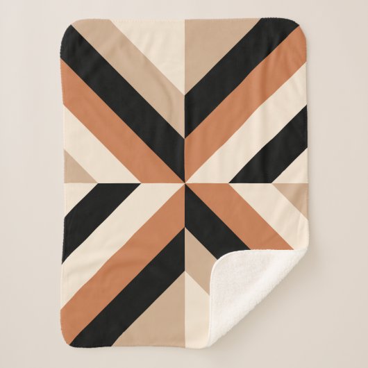 ジオメトコンテンポラリーリカラーブロック茶 シェルパブランケット (正面)