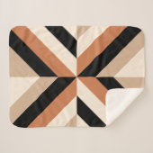 ジオメトコンテンポラリーリカラーブロック茶 シェルパブランケット (正面(横))