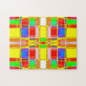 ジオメトコンテンポラリーリ抽象芸術金ゴールド/青/黄 ジグソーパズル (横)