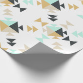ジオメトスタイリッシュリキルトパターンミントブラック金ゴールド ラッピングペーパー (角)