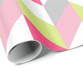 ジオメトスタイリッシュリピンクグリーン灰色パターン ラッピングペーパー (ロールコーナー)