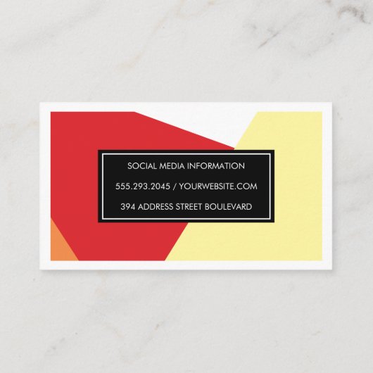 ジオメトスタイリッシュリ暖色ブロック白縁ど 名刺 (裏面)