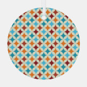 ジオメトスタイリッシュリ：ヴィンテージのシームレスなパターン ガラスオーナメント (裏面)