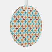 ジオメトスタイリッシュリ：ヴィンテージのシームレスなパターン ガラスオーナメント (正面右)