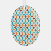 ジオメトスタイリッシュリ：ヴィンテージのシームレスなパターン ガラスオーナメント (正面左)