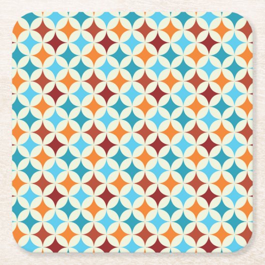 ジオメトスタイリッシュリ:ヴィンテージのシームレスなパターン スクエアペーパーコースター (正面)