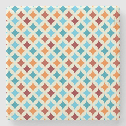 ジオメトスタイリッシュリ：ヴィンテージのシームレスなパターン ストーンコースター (正面)