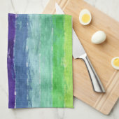 ジオメトストライプリの水色 キッチンタオル (四つ折り)