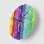 ジオメトストライプリの水色 ラウンド壁時計 (傾斜)