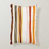ジオメトストライプリイラストレーション、オレンジ色の水彩 アクセントクッション (裏面(縦))