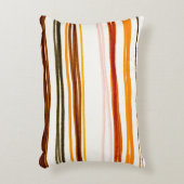 ジオメトストライプリイラストレーション、オレンジ色の水彩 アクセントクッション (正面(垂直))