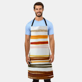 ジオメトストライプリイラストレーション、オレンジ色の水彩 エプロン (着用した状態)