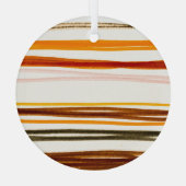 ジオメトストライプリイラストレーション、オレンジ色の水彩 ガラスオーナメント (裏面)