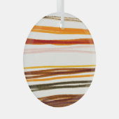 ジオメトストライプリイラストレーション、オレンジ色の水彩 ガラスオーナメント (正面右)