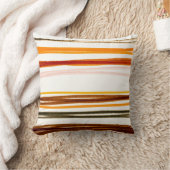 ジオメトストライプリイラストレーション、オレンジ色の水彩 クッション (ブランケット)